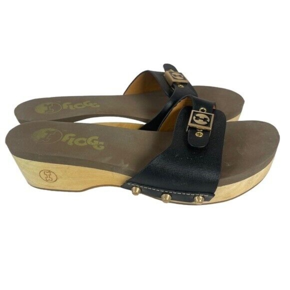 Flogg Womens Wooden Sandal Black